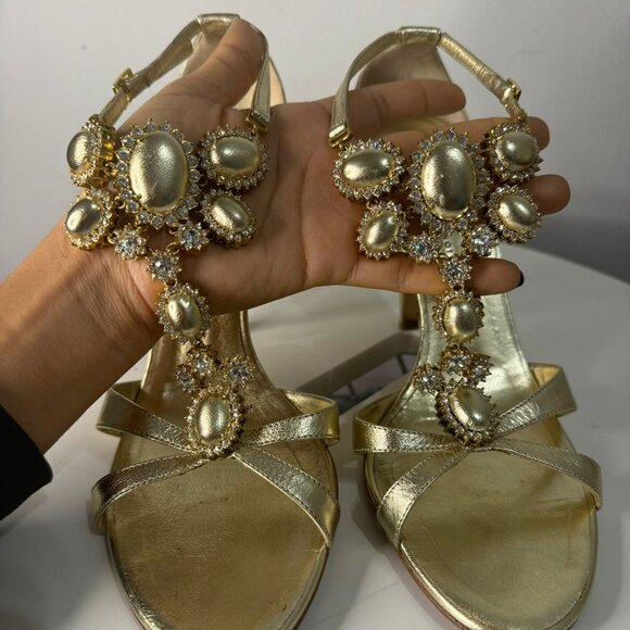 Giuseppe Zanotti Gold Strappy Pumps  Multi-Crystal  Size EU 40 (US 10) - Picture 2 of 9